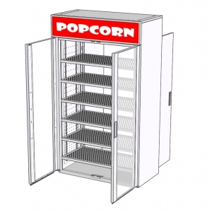 Витрина тепловая напольная, для попкорна и начос, L1.20м, 6 полок, нерж.сталь, конвекция, лайтбокс