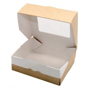 Коробка универсальная с окном 300мл бумага крафт