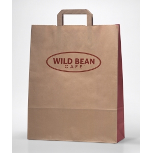 Крафт пакет на вынос с ручками (220*120*290) с логотипом "Wild Bean Cafe"