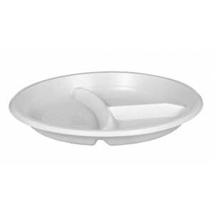 Тарелка 205мм столовая 3-секционная пластик белый