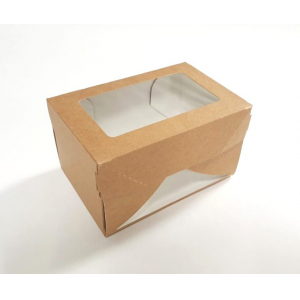 Коробка для кондитерских изделий с окном 150х100х85мм бумага крафт