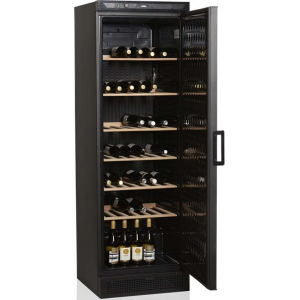 Шкаф холодильный для вина, 118бут. (372л), 1 дверь глухая, 6 полок, ножки+колеса, +6/+18С, стат.охл., чёрный, R600a