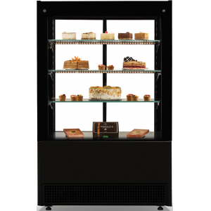 Витрина холодильная напольная, вертикальная, кондитерская, L1.00м, 3 полки, +1/+10С, дин.охл., черная (RAL 9005), стекло фронтальное прямое