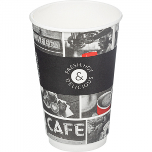 Стакан бумажный для горячих напитков двухслойный Cafe Noir 400мл