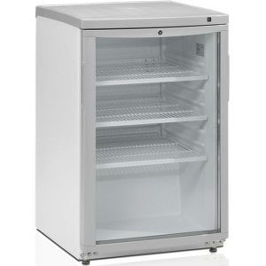 Шкаф холодильный для напитков (минибар),  92л, 1 дверь стекло, 3 полки, ножки, +2/+10С, дин.охл., белый, R600a, LED, рама двери и верх серые