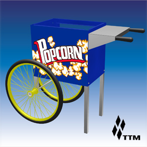 Тележка для попкорн-аппарата, 2 колеса, синяя (б/у (бывший в употреблении))