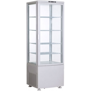 Витрина холодильная напольная, вертикальная, L0.52м, 4 полки, 0/+12С, дин.охл., белая, 4-х стороннее остекление, колеса, LED посветка с 4-х сторон (Но