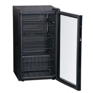 Шкаф холодильный для напитков (минибар),  80л, 1 дверь стекло, 5 полок, ножки, +4/+16С, стат.охл., черный (б/у (бывший в употреблении))