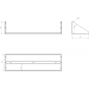 Полка настенная, 1500х300х220мм, 1 уровень сплошной, открытая, нерж.сталь 430, разборная, косынка вверх (Уценённое)
