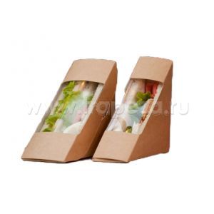 Коробка для сэндвича 130x130x70мм картон крафт, 500шт