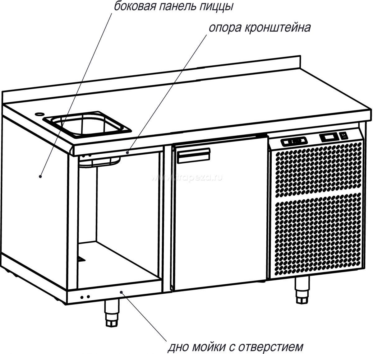 Стол холодильный HICOLD SN 11/TN схема